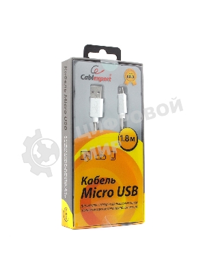 Кабель USB2.0 Cablexpert CC-G-mUSB02S-1.8M, AM/microB, серия Gold, длина 1.8м, серебро, блистер