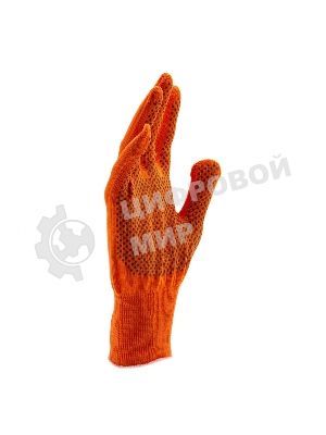 Перчатки из синтетической нити, ПВХ точка, 13 класс, оранжевые, XL Россия