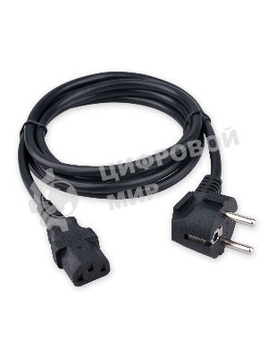 Кабель питания Гарнизон GPC-186-1-1.8M, Schuko-C13, 3x1.0 мм2, 16A, CCA, с заземлением, 1.8 м, черный, пакет