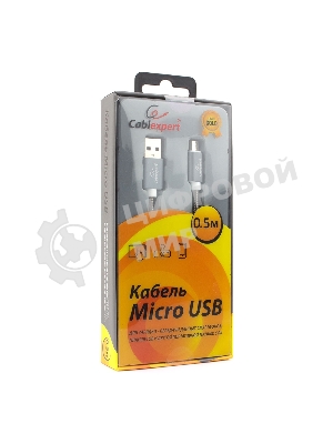 Кабель USB2.0 Cablexpert CC-G-mUSB02Gy-0.5M, AM/microB, серия Gold, длина 0.5м, титан, блистер
