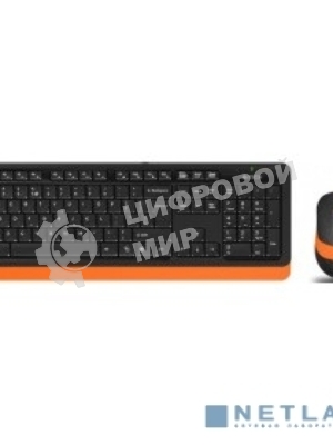 Комплект клавиатура+мышь A4Tech FStyler FG1010 беспроводной, USB, 2000 DPI, чёрный/оранжевый