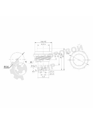 Выключатель-кнопка металл Rexant 250V 2А (2с) (ON)-OFF Ø16.2 черный