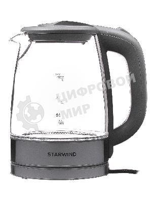 Чайник электрический Starwind SKG2315 1.7 л, 2200 Вт, серый/серебристый (корпус: стекло)