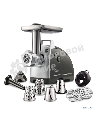 Мясорубка электрическая Moulinex ME688832 черный, 2200 Вт, 4.5 кг/мин, реверс, насадки - 6
