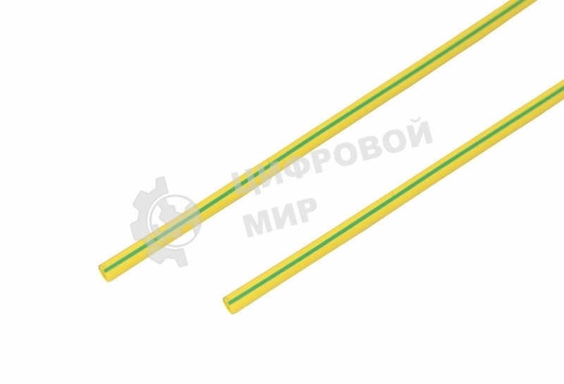 Термоусаживаемая трубка Rexant 3,0/1,5 мм, желто-зеленая, упаковка 50 шт. по 1 м