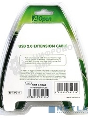 Кабель Aopen/QustКабель-адаптер USB2.0-repeater, удлинительный активный Am-->Af 5м (ACU823-5M) 6938510851314