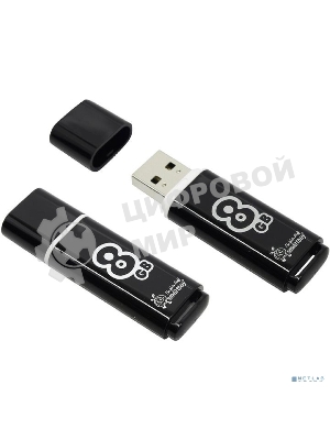 Флешка USB Smartbuy Glossy series black (SB8GbGS-K), 8Gb, USB 2.0, R/W 25/15, черный