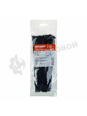Хомут-стяжка кабельная нейлоновая Rexant 200 x2,5 мм, черная, упаковка 100 шт.