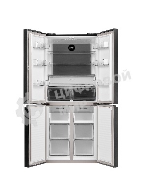 Холодильник Maunfeld MFF183NFSBE черная нержавеющая сталь трехкамерный инвертор 405л морозилка снизу