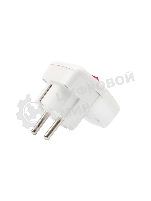 Вилка Евро Rexant угловая с з/к 16А белая с кнопкой