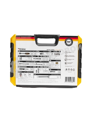 Набор инструментов Kranz 1/2, 1/4, CrV, пластиковый кейс, 82 предмета