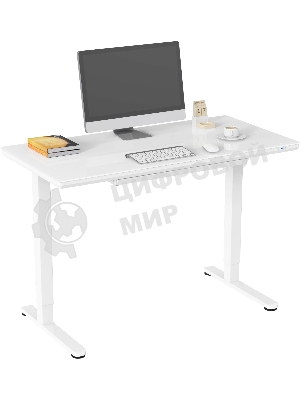 Стол для компьютера Cactus с электроподъемником, столешница стекло белый каркас белый (CS-EGD-WWT)