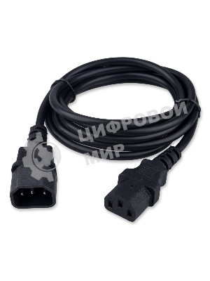 Кабель питания Гарнизон GPC-189-0.5-1.8M, C13-C14, 3x0.5мм2, 6А, CCA, с заземлением, 1.8м, черный, пакет