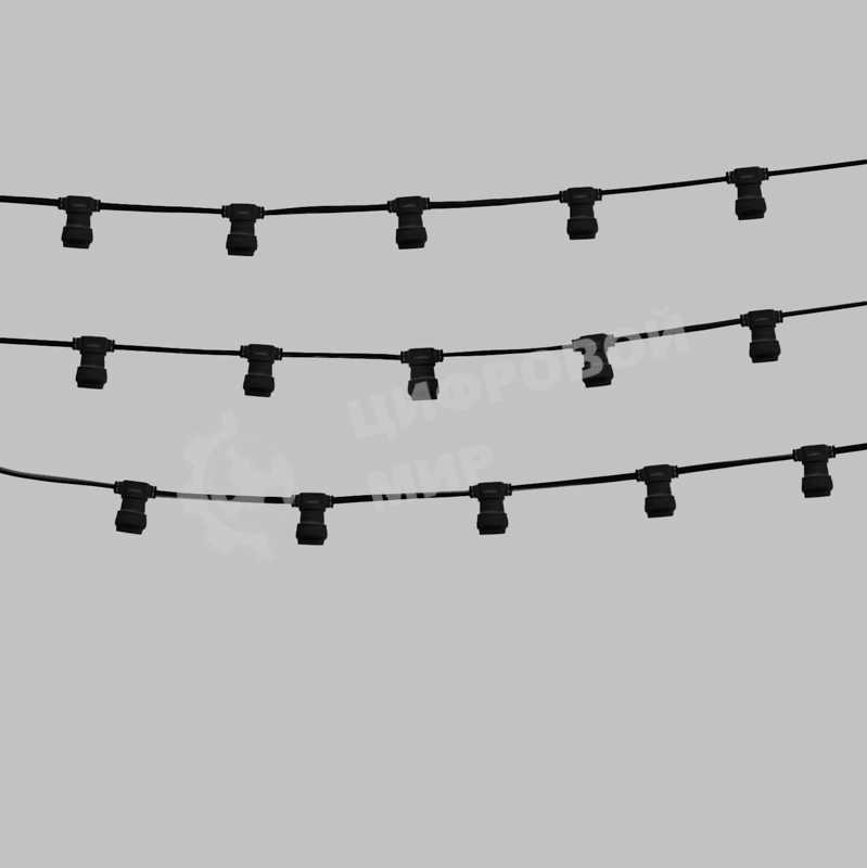 Гирлянда PROconnect Белт-Лайт 2 жилы, 50м, шаг 20 см, 250 патронов E27, IP65, черный плоский провод ПВХ