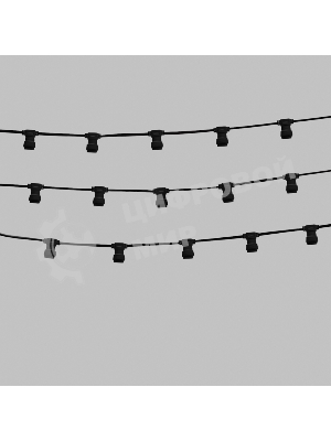 Гирлянда PROconnect Белт-Лайт 2 жилы, 50м, шаг 20 см, 250 патронов E27, IP65, черный плоский провод ПВХ