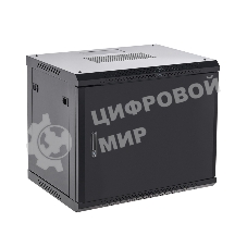 Шкаф коммутационный Rexant настенный 9U 400x542 мм пер. дв. металл черный