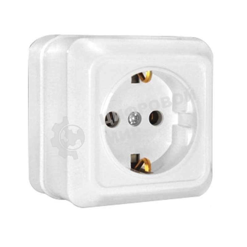 Розетка 1-м ОП Олимп 16А с заземл. белый UNIVersal О0028