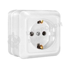 Розетка 1-м ОП Олимп 16А с заземл. белый UNIVersal О0028