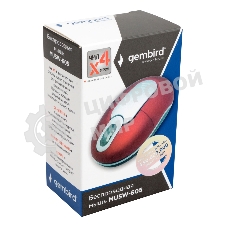 Мышь беспроводная Gembird MUSW-605 красный, 1200 dpi, радиоканал, USB, кнопки - 3