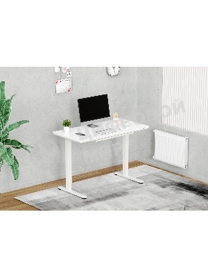 Стол для компьютера Cactus с электроподъемником, столешница стекло белый каркас белый (CS-EGD-WWT)