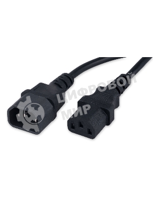 Кабель питания Гарнизон GPC-189-0.5-1.8M, C13-C14, 3x0.5мм2, 6А, CCA, с заземлением, 1.8м, черный, пакет