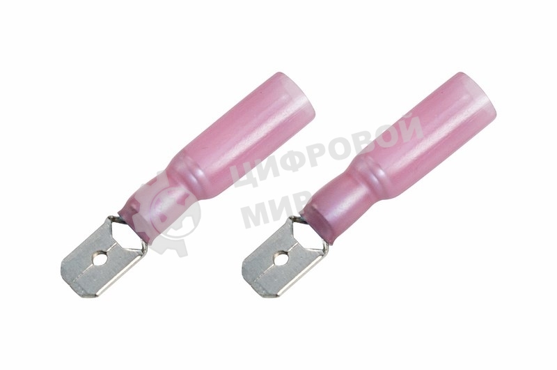 Клемма плоская Rexant изолированная термоусаживаемая штекер 6.35 мм 0.5-1.5 мм² РПи-п-т 1.5-(6.3)) красный