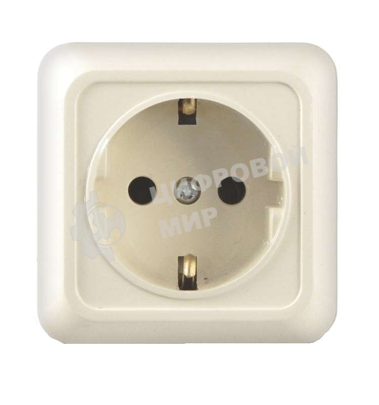 Розетка 1-м ОП Олимп 16А с заземл. беж. UNIVersal Б-О0028