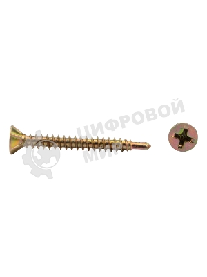 Саморез оконный Kranz сверло, 3.9х35, желтый цинк, короб (500 шт./уп.)