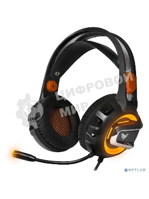 Гарнитура Crown CMGH-3003 чёрный/оранжевый, проводная, подсветка