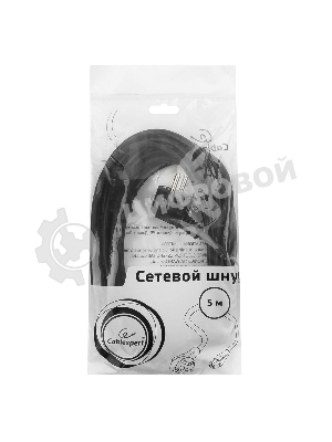 Кабель питания Cablexpert PC-186-1-5M, 5м, Schuko- C13, 3x1кв.мм, черный, с заземлением, пакет