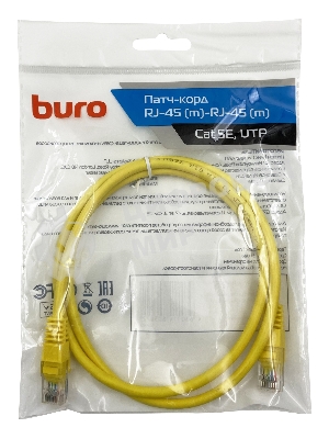Патч-корд Buro cat.5e 1м желтый RJ-45 (м)-RJ-45 (м)