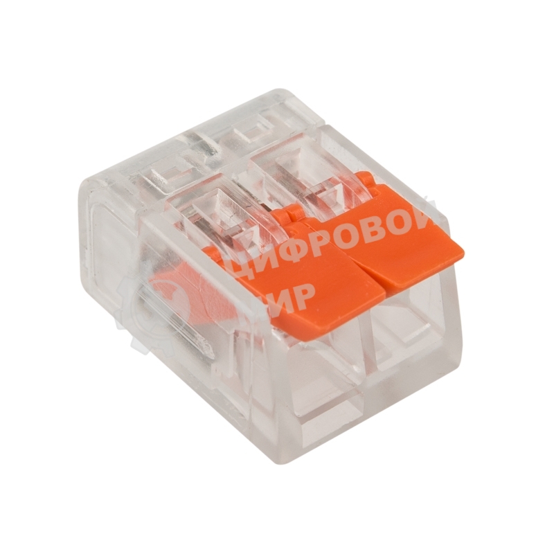 Клемма соединительная рычажковая компактная Rexant 2-проводная, прозрачная, 0.14-4 мм² (20 шт./уп.)