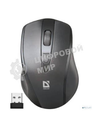Мышь беспроводная Defender Datum MM-265 черный, 1600 dpi, радиоканал, USB, кнопки - 4