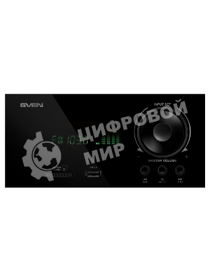 Аудиоколонки SVEN HT-210, черный, акустическая система 5.1, мощность (RMS):50Вт+5x15Вт, Bluetooth, Optical, Coaxial, FM-тюнер, USB/SD, дисплей, ПДУ