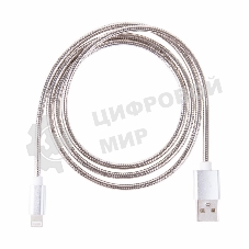 Кабель USB Rexant для iPhone 5/6/7 моделей, шнур в металлической оплетке серебристый