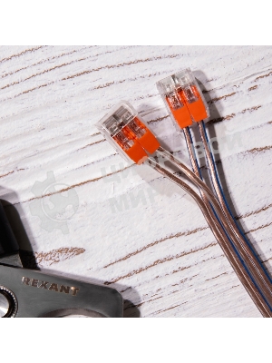 Клемма соединительная рычажковая компактная Rexant 2-проводная, прозрачная, 0.14-4 мм² (20 шт./уп.)