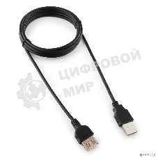 Кабель-удлинитель USB2.0 Cablexpert CC-USB2-AMAF-6B-N, AM/AF, медь, серия Pro, 1.8м, черный, пакет