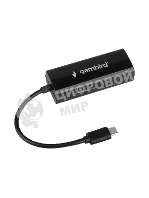 Сетевой адаптер Ethernet Gembird NIC-U10, Type-C USB 2.0 - Fast Ethernet adapter, пластик, черный, RTL8152