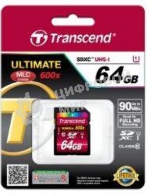 Флеш карта SDXC 64Gb Class10 Transcend TS64GSDXC10U1 BULK w/o adapter