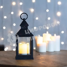 Декоративный фонарь Neon-night со свечкой, черный корпус, размер 10.5х10.5х24 см, цвет теплый белый