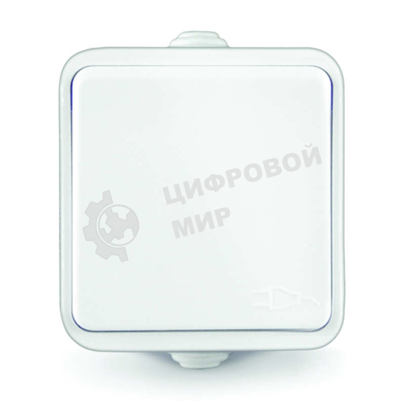 Розетка 1-м ОП Клио 16А с защ. крышкой с заземл. IP44 белый UNIVersal К2229