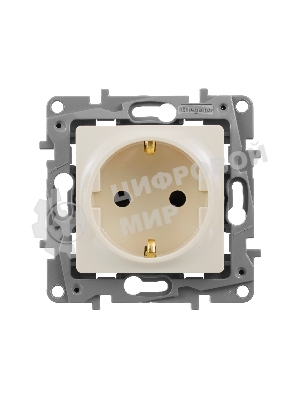 Розетка 2К+З, на винтах, защ. шт., сл. кость ETIKA 