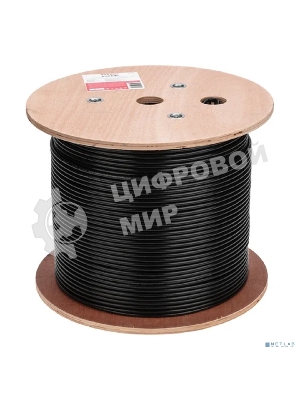 Кабель витая пара Rexant U/UTP, CAT 6, PE, 4PR, 23AWG, OUTDOOR, SOLID, черный, 305м