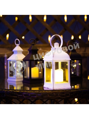 Декоративный фонарь Neon-night со свечкой, черный корпус, размер 10.5х10.5х24 см, цвет теплый белый