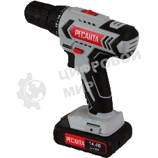 Дрель-шуруповерт Ресанта ДА-14-2Л, 14,4 В, 2 Ач, 45 Нм, щеточный