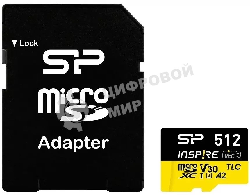 Флеш карта microSDXC 512Gb Silicon Power SP512GbSTXLA2V1NSP Inspire V10 A2 + adapter