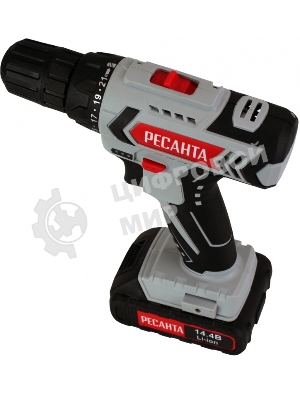 Дрель-шуруповерт Ресанта ДА-14-2Л, 14,4 В, 2 Ач, 45 Нм, щеточный