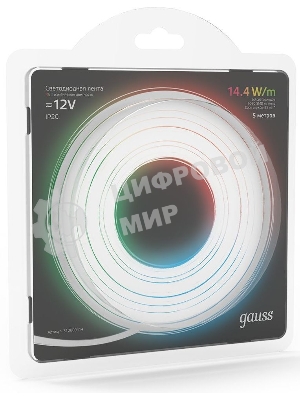 Лента светодиодная Gauss 312000414 LED 5050/60-SMD 14.4W 12V DC RGB блистер 5м