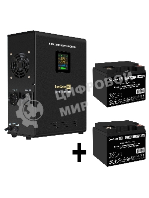 Комплект Источник бесперебойного питания EX295998RUS + батарея 40Aч EX282976RUS 2шт (инвертор, синус, для котла, настенный) ExeGate FineSine SX-1500.LCD.AVR.2SH <1500VA/1050W, чистая синусоида, цветной LCD-дисплей, AVR, 2*Schuko, линейно-интерактивный, крепление настенное/универсальное, черный> + батарея ExeGate DT 1240 (12В, 40А·ч) 2шт