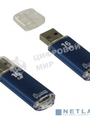 Флешка USB Smartbuy V-Cut series blue (SB16GbVC-B), 16Gb, USB 2.0, R/W 25/15, синий